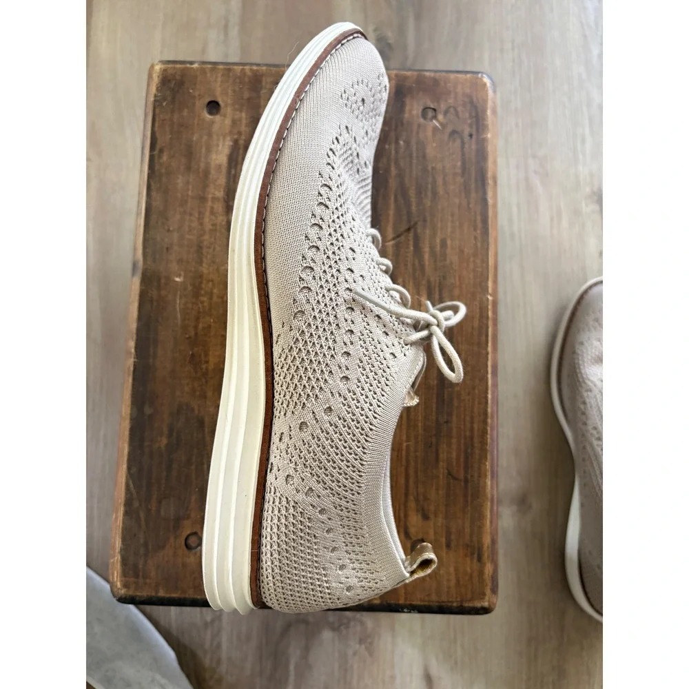 Cole Haan Womens 2.ZEROGRAND Stitchlite Wingtip Oxfords Beige Gold Size 10
